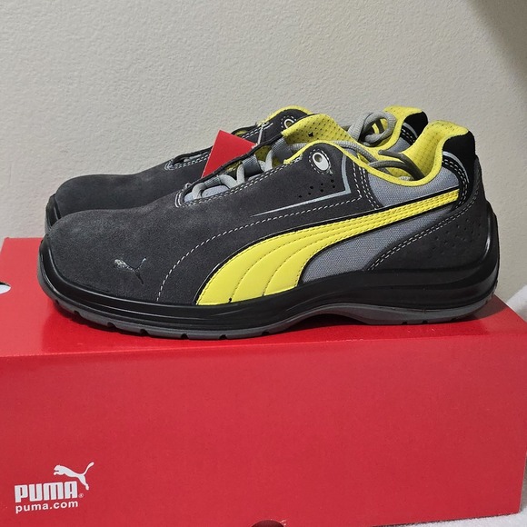 New Puma Touring Low Mens Size 10 Gray Yellow Composite Toe Safety Working Shoes - Picture 4 of 10